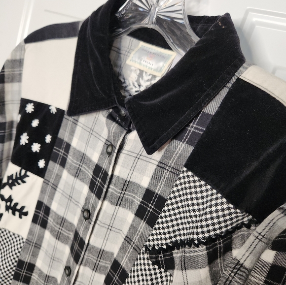 Vintage Susan Bristol Black and White Patchwork Winter Top or Jacket  Size Large - Picture 4 of 6